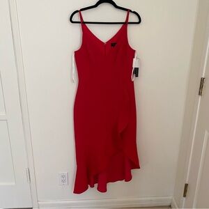 Aqua V Neck Red Dress